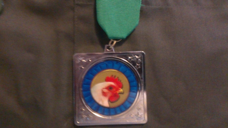 "Silver Chicken Medal "  for honorable service of free-range poultry.
