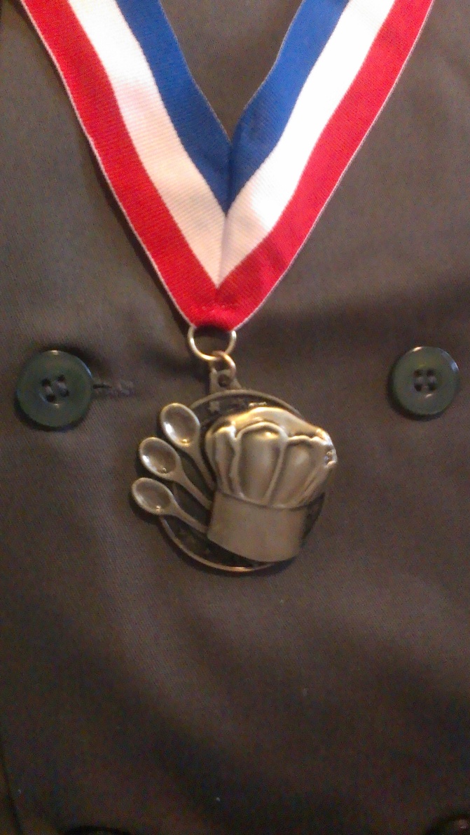 The coveted and distinguished "Bronze Chef" medal. The General earned this honor for saute' techniques above the call of duty.